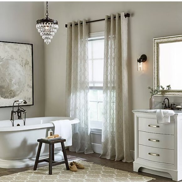 allen + roth 84-in Silver Trellis Light filtering Grommet Single curtain 83 x 50 - Picture 1 of 10